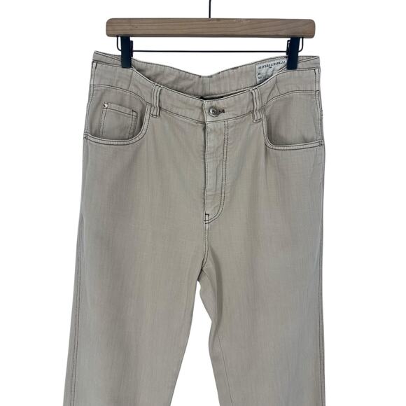 Brunello Cucinelli The Skater Straight Leg Jean in Tan - Picture 4 of 9